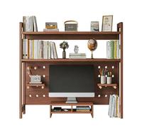 OOPDNEGAK Scaffale Da Scrivania - Libreria Da Scrivania Per Computer - Libreria Multiuso Da Appoggio, Scaffale Organizer Da Scrivania In Legno Massello, Con Divisori, Espositore Portaoggetti(Brown)