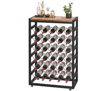 OOPDNEGAK Wine Rack Free Standing Floor, Scaffali di stoccaggio del vino a 6 livelli con piano da tavolo in legno, resistente portabottiglie in metallo per la dispensa del bar della cucina