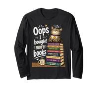 Oops... I Bought More Books - Sarcastic Cute Book Reader Cat Maglia a Manica