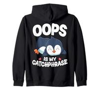 Oops Is My Catchphrase Simpatico Pinguino Divertente Umorismo Bambini Felpa con Cappuccio