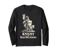 Oops Shield Knight - Abbigliamento Comedy Retro Line Art Maglia a Manica