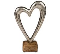 OOTB Cuore in Metallo su Base di Legno, ca. 17 cm
