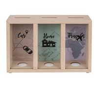 ootb Salvadanaio a 3 scomparti, in legno, per le vacanze, idea regalo per il viaggio, per la casa, viaggi, taglia unica, multicolore