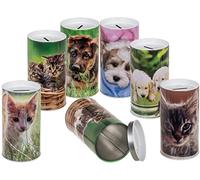 ootb Salvadanaio in metallo con animali e bambini, con coperchio rimovibile, set da 6 pezzi