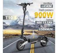 OOTD T10 E-Scooter 900W Potenza di picco 48V13.5Ah Display a LED Scooter elettrico per adulti Pneumatico fuoristrada da 11 pollici Comodi scooter pieghevoli 900W Peak power 48V13.5Ah