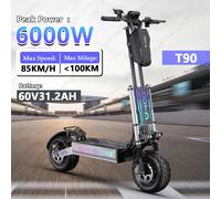 OOTD T90 E-Scooter Peak Power 3000W * 2 Motore 60V31.2ah Scooter elettrico fuoristrada Pneumatico da 13 pollici All Terrain NFC Caratteristiche EScooter 4200W 60V31.2ah