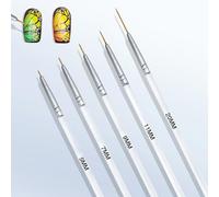 OOTDAY Fine Liner - Pennello per nail art, per nail art, per nail art, per linee sottili, piccoli dettagli, disegno delicato, 5 pezzi, 5/7/9/11/20 mm