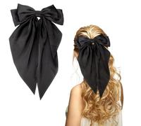 OOTDAY Fiocchi per capelli, fiocchi per capelli in raso, per donne, grandi dimensioni, coda lunga, accessori per capelli carini (nero)