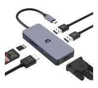 OOTDAY Hub USB C, adattatore Ethernet 6 in 1 USB C con VGA, porte USB 3.0, lettore di schede SD/TF, distributore USB per Dell, Lenovo e altri dispositivi di tipo C