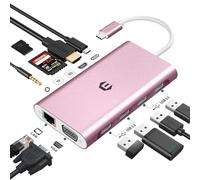 OOTDAY Hub USB C, distributore USB 11 in 1 con 4 K Hdmi, audio da 3,5 mm, VGA, Ethernet, 4 USB A, adattatore USB C per MacBook Pro Surface Pro e dispositivi di tipo C