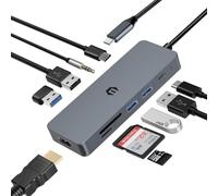 OOTDAY Hub USB C, hub LAN con uscita HDMI 4K, USB 3.0, lettore di schede TF, PD 100W, 10 in 1 USB C multiporta per dispositivi Surface, Dell, HP, Lenovo, XPS e altri dispositivi di tipo C