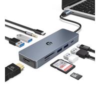 OOTDAY Hub USB C, multiporta USB C 10 in 1 per MacBook Pro/Air, Chromebook, Thinkpad, laptop e altri dispositivi di tipo C, hub USB C LAN con uscita HDMI 4K, lettore di schede TF