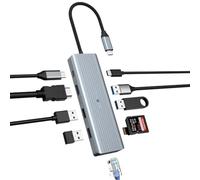 OOTDAY Hub USB C, splitter USB C, compatibile con computer desktop, MacBook Pro/Air, iMac, Surface Pro, PS 4 e altri laptop, adattatore multiporta 10 in 1 USB C