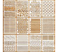 OOTSR 12 Pezzi Riutilizzabile Pittura Stencil Set, 29x21CM Plastica Disegno Pittura Modello di Stencil per Parete Pavimento, Mobili, Decorazioni Artigianali Fai Da Te