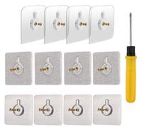 OOTSR 12-Set 60x60mm Ganci Adesivi Chiodoi Viti Rimovibili Montaggio a Parete Stick-on No Trace No Foratura Chiodi con Cacciavite per il Bagno Cucina Ripostiglio della Cucina Tile Wall Shower Room