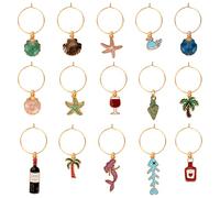 OOTSR 15PCS Marcatori di Vetro per Bottiglie, Charm per Bevande, Etichette Decorative per Party - Resina