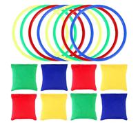OOTSR 16pcs Nylon Bean Bags e Anelli di plastica, Toss Game Set per Bean Bags Toss Game Booth Carnival Garden Backyard Giochi all'aperto Giochi di velocità e agilità di Allenamento