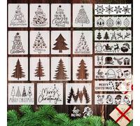 OOTSR 23 Stencil per Pittura di Albero di Natale Riutilizzabile, Modello di Disegno Natalizia per Ornamenti Legno Tessuto Scrapbooking Decorazioni, Stencil Babbo Natale Renna Decorazione Fai Da Te