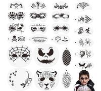OOTSR 24 Pezzi Stencil Tatuaggi Temporanei per Bambini, Stencil Tattoo per Truccabimbi, Modello di Pittura per Compleanno, Festival, Mascherata, Halloween
