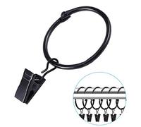 OOTSR 30 Pezzi Anelli per Tende con Clip, Finestra Tenda Anello Metallo Tendaggi Anello con Gancio Clip per Tende e Aste, Facile Aprire e Chiudere- 38 mm Diametro Interno-Nero