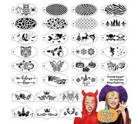OOTSR 30 Pz Stencil di Pittura del Viso per Bambini,Modello di Pittura del Corpo e del Viso per la Festa di Halloween, Trucco del Viso Riutilizzabile Stencil Morbido Tatuaggio per Bambini e Adulti.