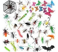 OOTSR 51 Pezzi Giocattoli di Plastica per Insetti, 39Pcs Figure di Insetti Realistici e 12Pcs Colorata Farfalla 3D per Bambini Educativi, Decorazioni per Feste