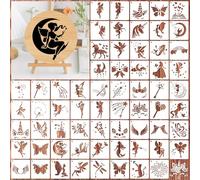 OOTSR 64pezzi Fata Stencil per Pittura Riutilizzabile,7.6cm Modello di Pittura Stencil Plastica Muro Legno Pareti Decorativi