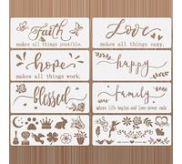 OOTSR 8 Pezzi Ispiratori di Parole Stencil di Pittura in Plastica Riutilizzabile Stencil Template per Dipingere su Legno Muro Decorazione da Parete Fai Da Te Scrapbooking