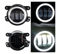 Oougjvce Faro Proiettore Fendinebbia A LED Rotondi 4 Pollici 30W Anello Halo Ambrato Bianco DRL Lampade Guida Fuoristrada Faro ATV Per Dodge Per Viaggio Per Chrysler Fari Anteriori(White DRL a)