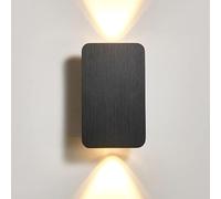 OOWOKS Applique a LED per interni moderna con luce verso l'alto e verso il basso in alluminio applique angolare in metallo lampada da comodino per camera da letto lampada da corridoio 3000K,Nero