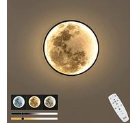 OOWOKS Applique da Parete Interni Moderno LED 16W a Luna per Cameretta dei Bambini - Lampada a Muro con Telecomando Dimmerabile - Luci da Parete Rotonde per Comodino