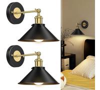 OOWOKS Applique da parete retrò industriale, lampada da parete senza fili con telecomando, dimmerabile, nera, applique vintage con rotazione di 180°, senza presa di corrente, ricaricabile tramite USB