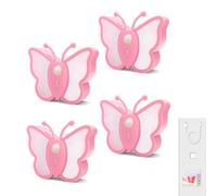 OOWOKS Confezione da 4 luci da parete a LED a batteria, luce notturna per interni dimmerabile con sensore di movimento e ricaricabile tramite USB, lampada da comodino RGB a forma di farfalla,Rosa