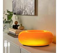 OOWOKS Lampada a ciambella, lampada da tavolo a LED a forma di ciambella, arancione, a batteria, ricaricabile tramite USB, touch control, dimmerabile, 3 temperature di colore, lampada da comodino