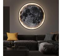 OOWOKS Lampada da Parete a LED a Luna, Dimmerabile per Interni Applique da Parete con Interruttore, Lampada a Luna Art Deco, Lampada da Muro Soggiorno e Camera da Letto Lampada da Soffitto Luna,100cm