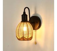 OOWOKS Lampada da parete vintage con interruttore, attacco E27, lampada da comodino Boho, lampada da parete industriale nera in metallo, lampada antica per camera da letto, soggiorno, sala da pranzo