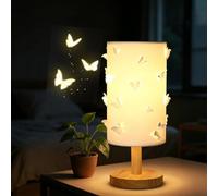 OOWOKS Lampada da tavolo 3D a forma di farfalla dimmerabile con cavo USB lampada da comodino per cameretta con paralume in tessuto bianco lampada da tavolo per bambine con decorazione a farfalla