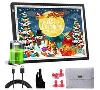 OOWOLF A4 Lavagna LED per Disegnare con 4 Magneti,LED Light Pad di Disegno con Cavo USB Ricaricabile,Ultrasottile Lavagna Touch Dimmer Light Box per Disegni, Animazione,Bozzetti