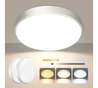 OOWOLF Confezione da 2 Plafoniere LED Soffitto 24W 23CM, 3 Toni Luce Regolabili ((3000K/4000K/5000K) - Metallica Moderna Luce Tonda per Bagno, Cucina, Cameretta, Ingresso