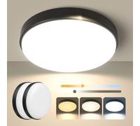 OOWOLF Confezione da 2 Plafoniere LED Soffitto 24W 23CM, 3 Toni Luce Regolabili ((3000K/4000K/5000K)) - Moderna Luce Tonda per Bagno, Cucina, Cameretta, Ingresso