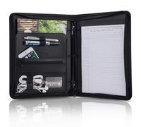 OOWOLF Padfolio Portfolio Folder PU Leather Professional with Round Ring Binder 8.5 x 11 Inch Writing Pad Tablet Sleeve Interview Resume Document Org