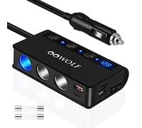 OOWOLF QC 3.0 Sdoppiatore Accendisigari Auto, 180W 12V/24V Accendisigari per Auto, Type-C Caricabatteria Auto 4 USB Porte & 3 Prese, per GPS, Dash Cam, Cellulare, Tablet