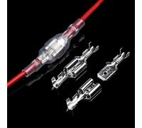 OOYIALET 200Pcs 6.3mm Wire Connectors Terminal Assorted Kit Crimp Female/Male Spade Terminals with Transparent Insulating Sleeves