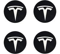 OOzie Confezione da 4 Coprimozzi Ruota per Tesla 65mm,Coprimozzi Auto Adesivo Copricerchio Copertura Centrale Ruota Auto Adesivo Badge Copertura Protezione Cerchio,BlackC