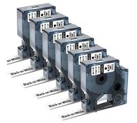 Oozmas 6 x 45013 Nastro per Etichette Compatibile con Dymo D1 12 mm x 7 m, 12mm