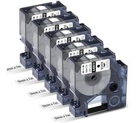 Oozmas A40910 Trasparente Nastro Compatibile con Dymo D1 40910 9mm x 7m | Nero su Trasparente, Compatibile con Dymo LabelManager 160 210D 360D 420P 450D, Confezione da 5