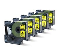 Oozmas A45018 Nastro per Etichette Compatibile con Dymo D1 45018, 12mm x 7m, Nero su Giallo, Compatibile con Dymo LabelManager 160 210D 260P 280 360D 420P