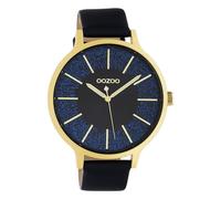 Oozoo C10568 - Orologio da donna con cinturino in pelle, 45 mm, colore: Oro/Blu/Glitter