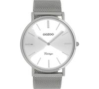 Oozoo Orologio da polso vintage con cinturino in metallo milanese piatto con solo un'altezza di 7 mm e diametro di 44 mm in diverse varianti, C9904 - argento/argento, 44 mm, Bracciale