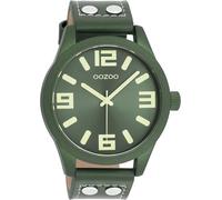 Oozoo Orologio Basic Line con cinturino in pelle, 47 mm, verde/verde C1093, cinghia